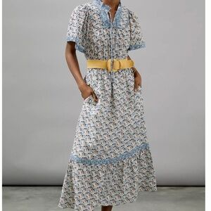 Anthropologie Othilia Titania Flounced Maxi Dress Floral Cottagecore Size S NWT
